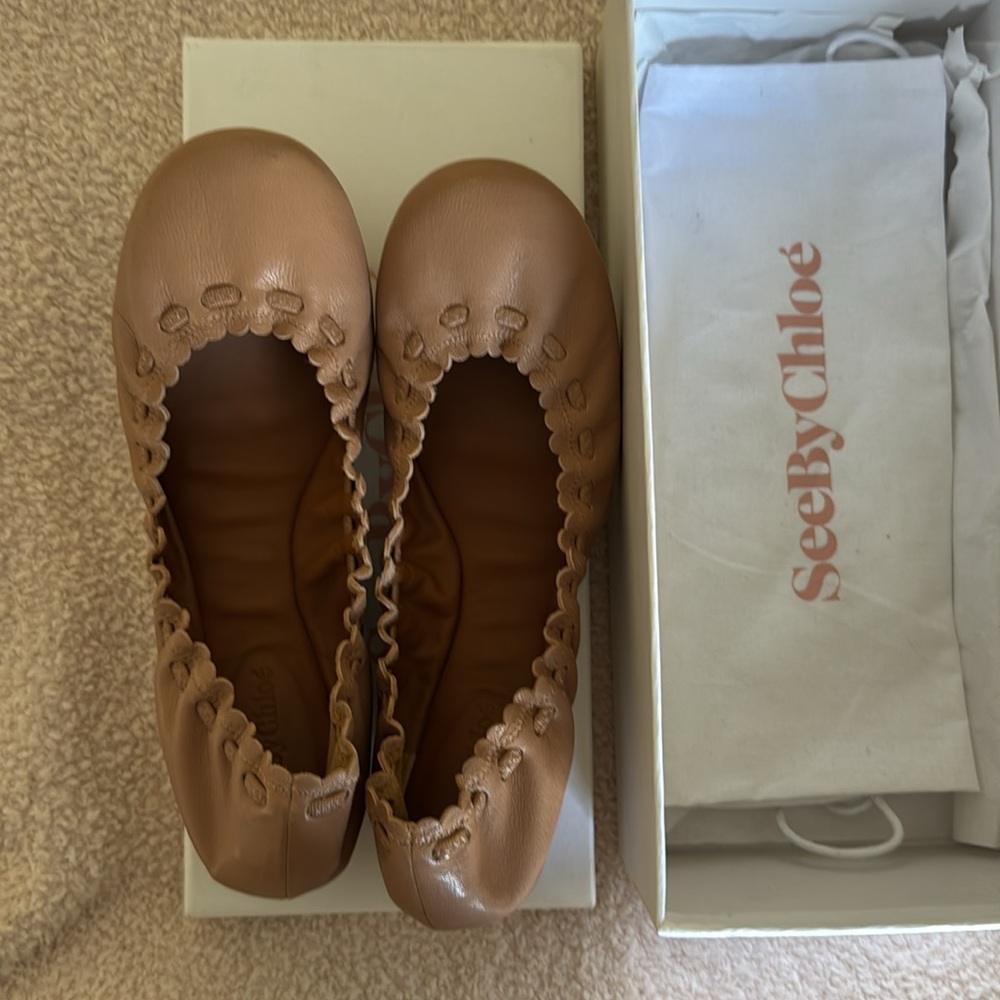 Women's Tan Ballet Flats - See by Chloe worn once